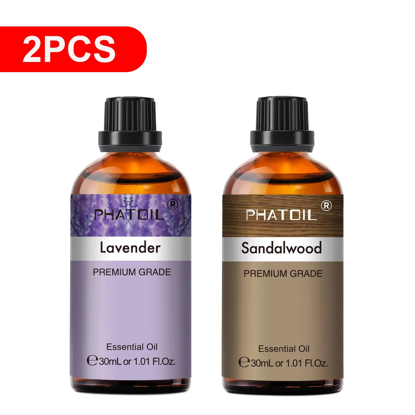 PHATOIL 30ml Lavender Lemon Eucalyptus Sandalwood Bergamot Aromatherapy Essential Oil For Diffuser,Candle Making,DIY Soap & Bomb