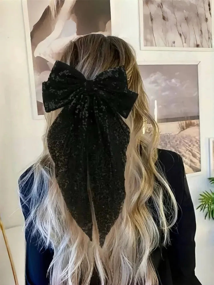 Sequined Double-Layer Mesh Bowknot Hairpin Cute Hair Accessories For Women