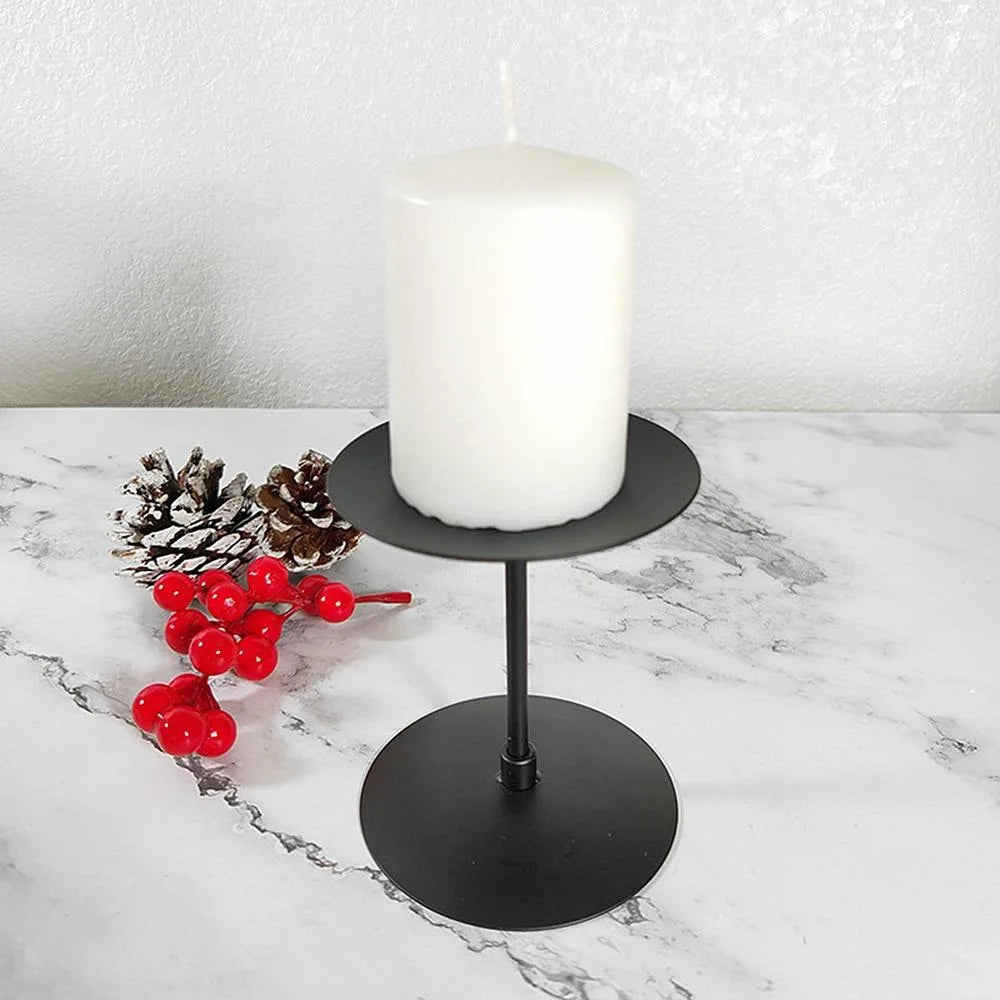 3Pcs Metal Pillar Candle Holders Wedding Candlestick Holders Black Iron Candlestick Candle Stand Table Decor