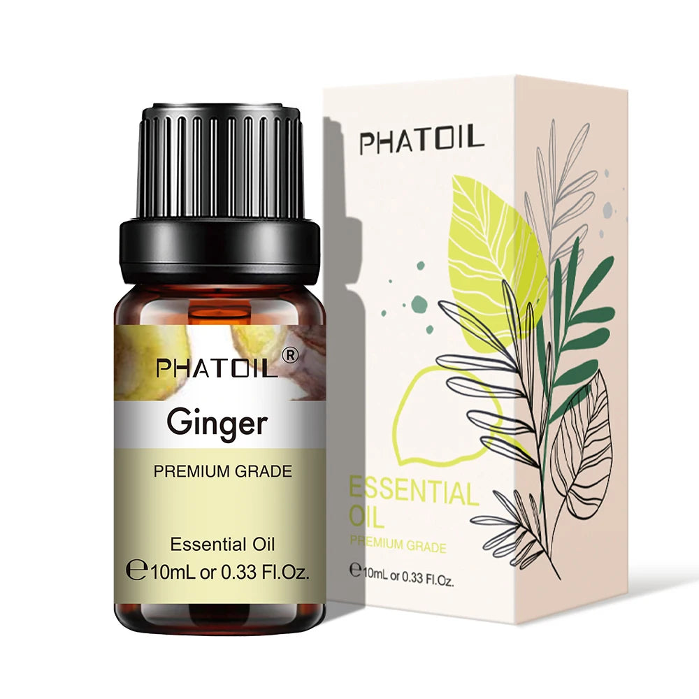 PHATOIL 10ml Natural Essential Oils for Diffuser Aromatherapy Lavender Vanilla Lemon Rose Lemongrass Essential Oil DIY Soap