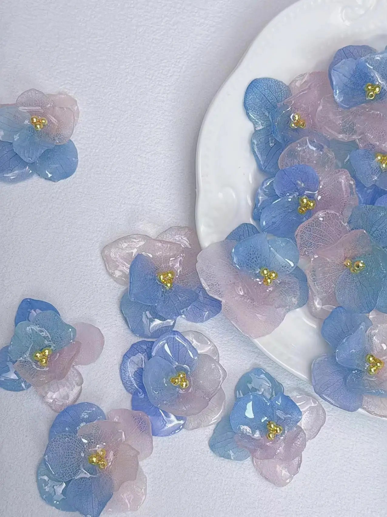 4PCS DIY Rubber Real Dried Hydrangea Flower Earrings Necklaces Bracelets Accessories Real Large-Leaf Hydrangea Fairy Accessories