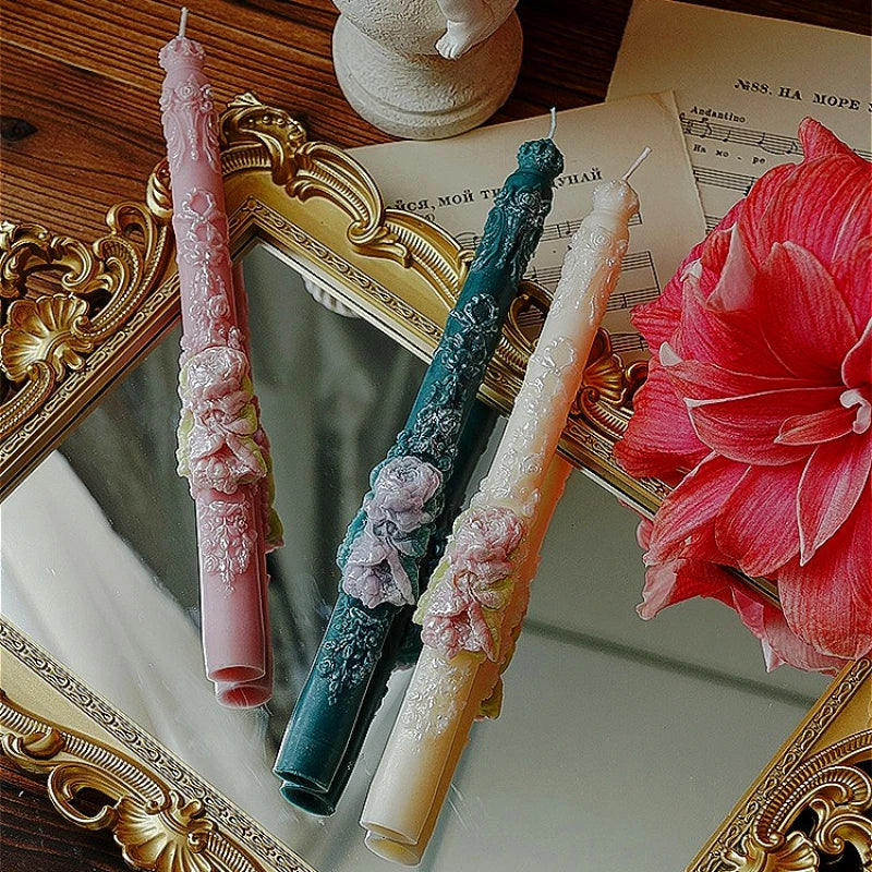 Embossed Long Candles for Candlesticks Taper Scented Wedding Candles Ceremony Home Decorations Item