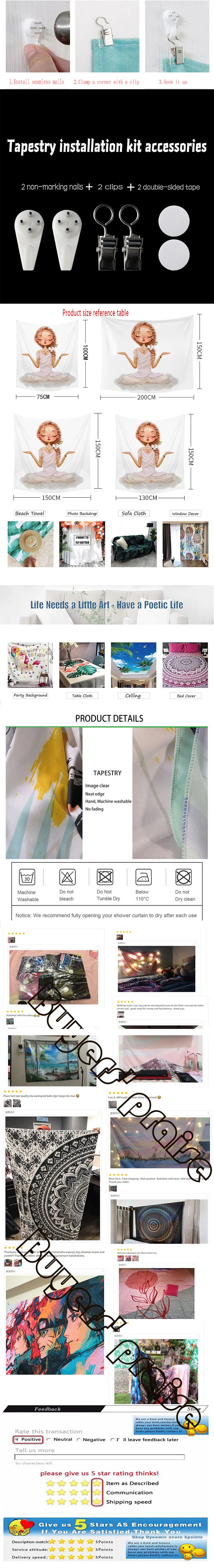 Home Decor Mandala Tapestry Boho Ethnic Bedside Scene Background Cloth Hanging Beach Towel