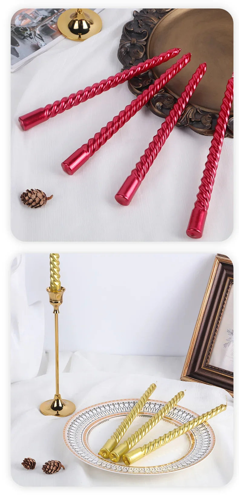 Boxed Western Restaurant Birthday Candle Long Taper Pole Candle Color Thread Romantic Wedding Event Candle