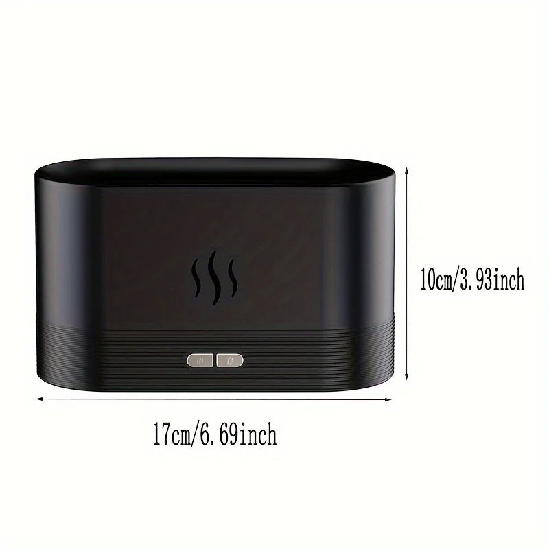1pc New Flame Simulation Flame Ultrasonic Humidifier, Portable 7-Color Flame Fireplace Air Aromatic Essential Oil Diffuser, USB