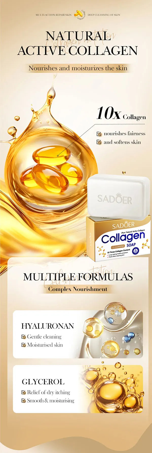 Collagen Gentle And Moisturizing Deep Cleansing Face And Bath Soap Long-Lasting Fragrance Handmade Soap