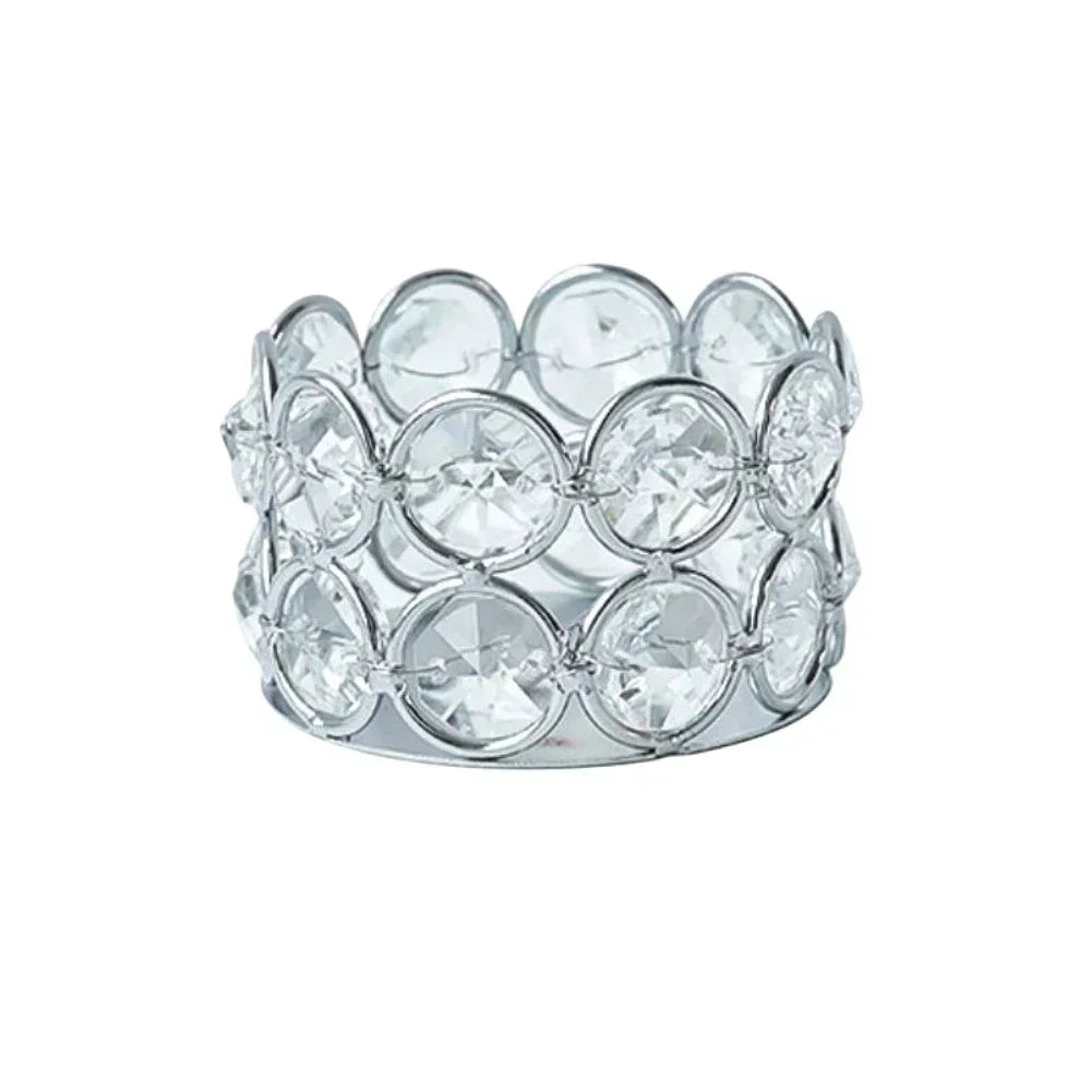 Crystal Tealight Candle Lantern Holders Crystal Candlestick Desktop Candlelight Dinner Prop Metal Ornament Candle Holder