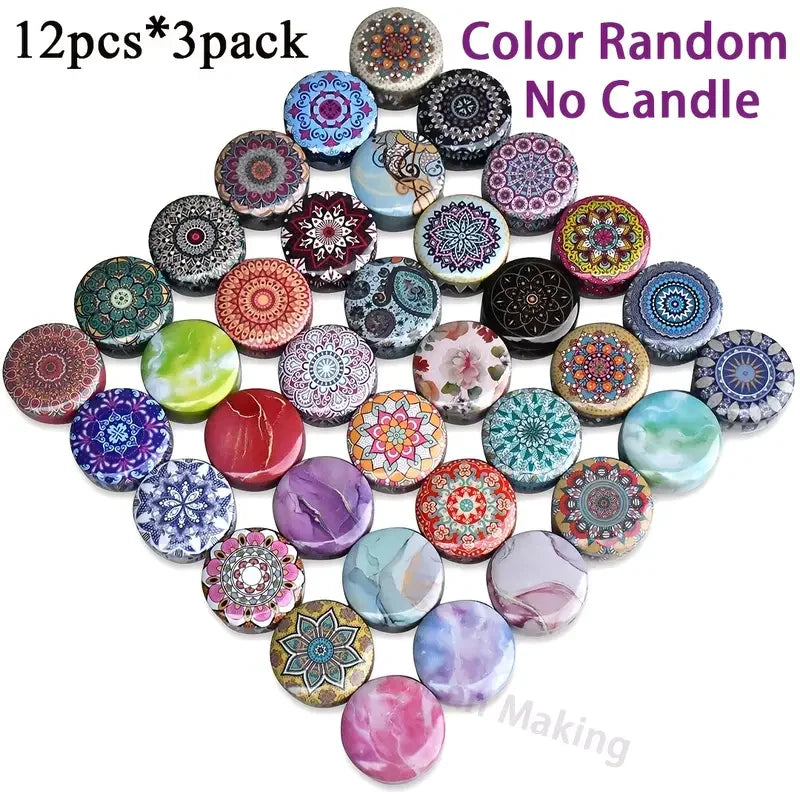 56 Colorful Floral Patterned Tin Boxes, Available in Sets of 36pcs, Each Containing 2.2-Ounce Candle Jars