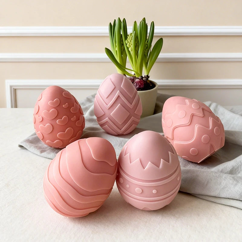 3D Easter Egg Candle Silicone Mold DIY Aromatherapy Candle Plaster Resin Ornaments Geometric Eggs Mould Easter Decor Crafts