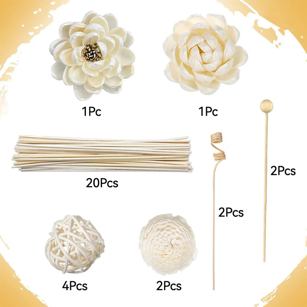 32pcs Reed Diffuser Sticks Set Multi-Style Natural Rattan for Essential Oil & Home Fragrance