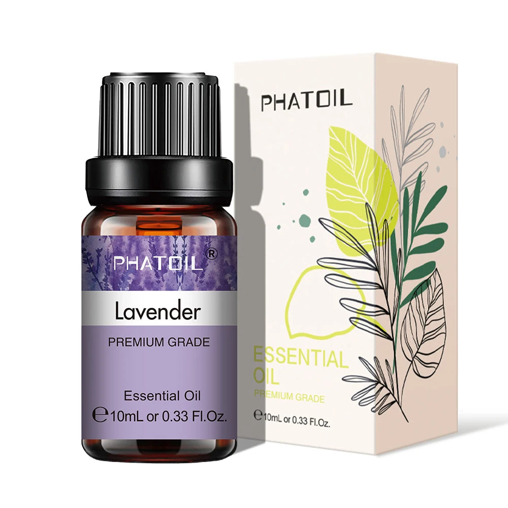 PHATOIL 10ml Natural Essential Oils for Diffuser Aromatherapy Lavender Vanilla Lemon Rose Lemongrass Essential Oil DIY Soap