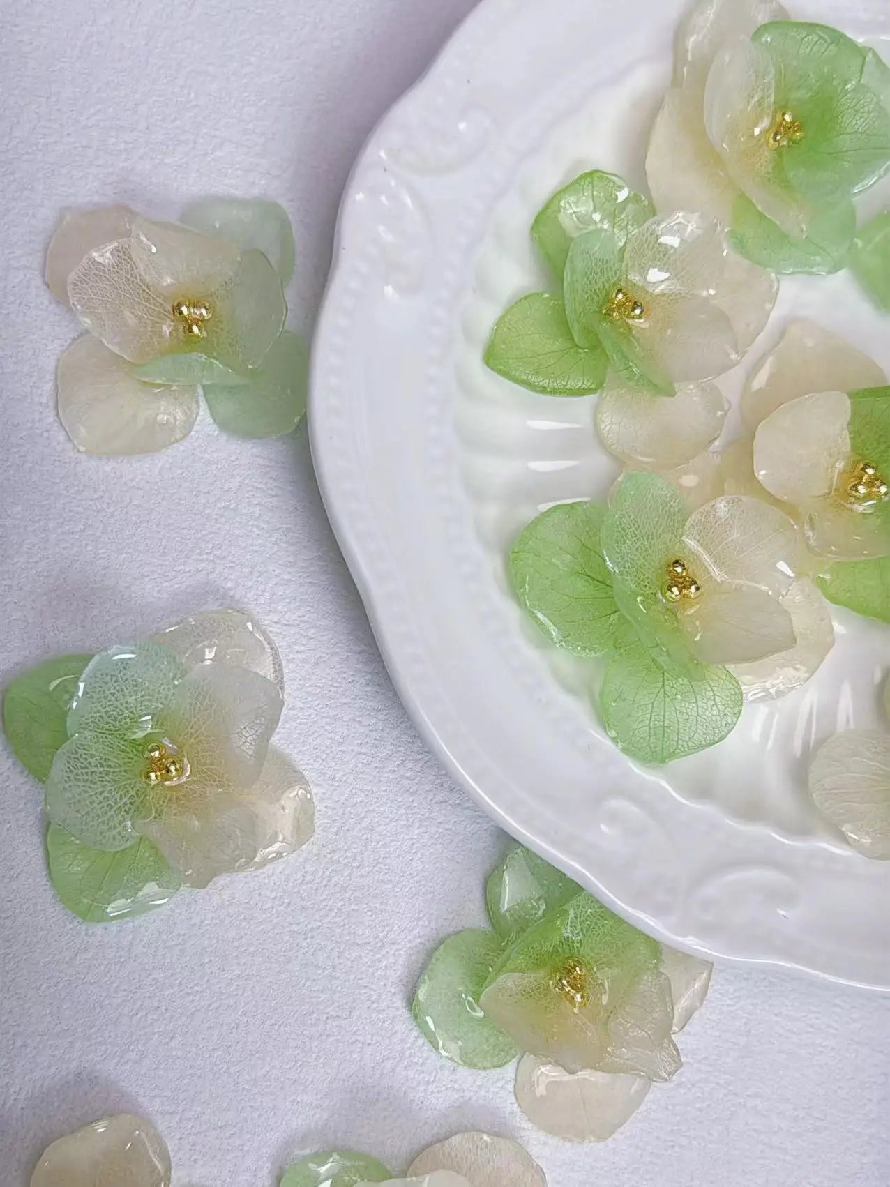 4PCS DIY Rubber Real Dried Hydrangea Flower Earrings Necklaces Bracelets Accessories Real Large-Leaf Hydrangea Fairy Accessories