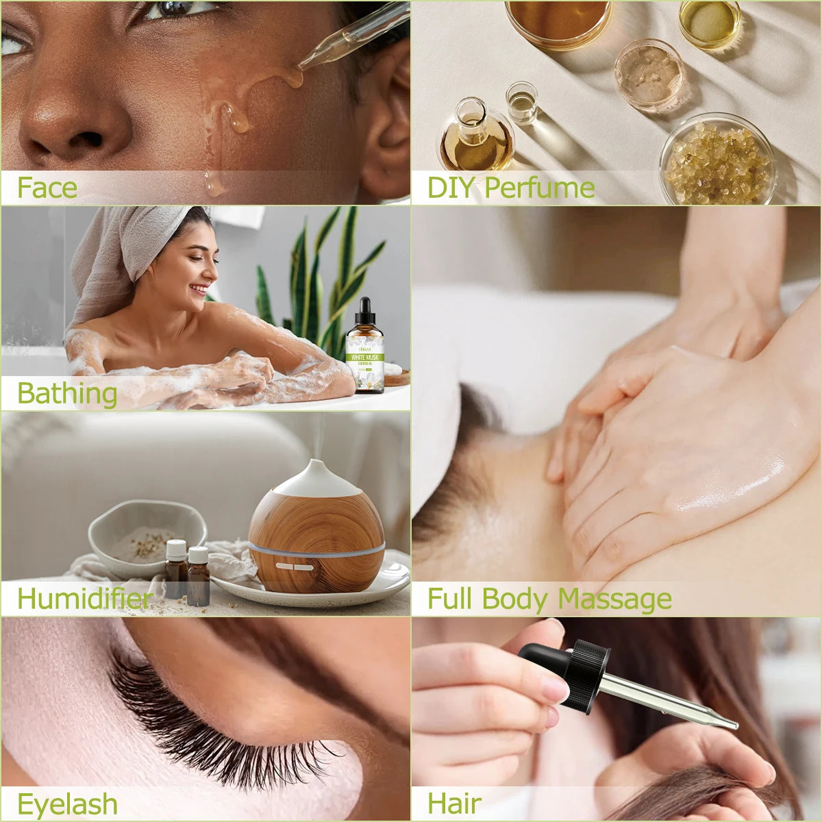 White Musk essential oil is suitable for skincare, bath and shower use, and as a diffuser for all skin types.