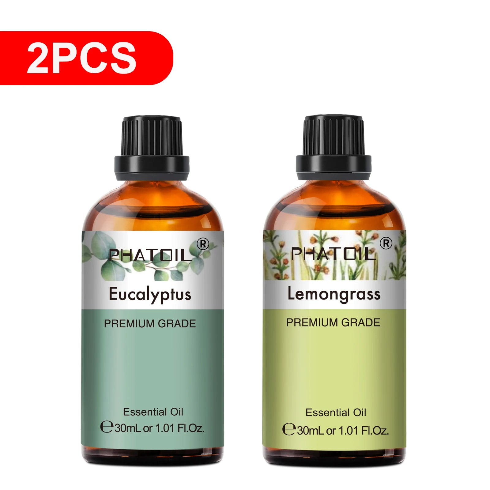 PHATOIL 30ml Lavender Lemon Eucalyptus Sandalwood Bergamot Aromatherapy Essential Oil For Diffuser,Candle Making,DIY Soap & Bomb