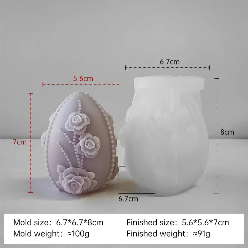 3D Easter Egg Candle Silicone Mold Angel Flower Embossment DIY Handmade Soap Chocolate Baking Mould