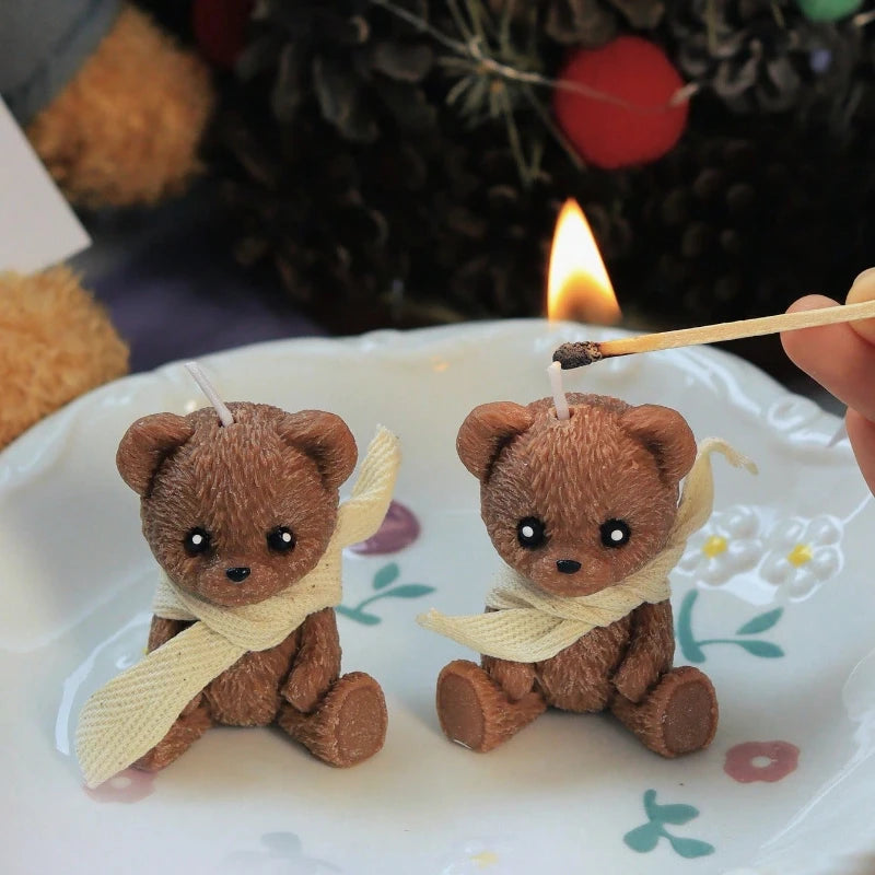 1/2pcs Scented Candle Simulation Teddy Bear Shape Fragrance Cute Souvenir Gift Atmosphere Creative Handmade High-end Bear Candle