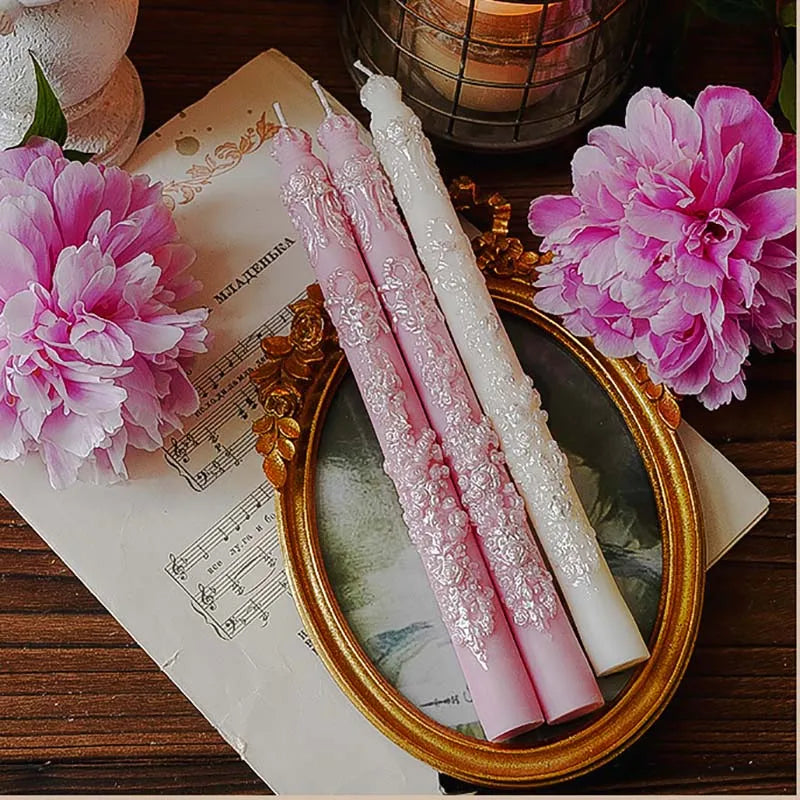 Embossed Long Candles for Candlesticks Taper Scented Wedding Candles Ceremony Home Decorations Item