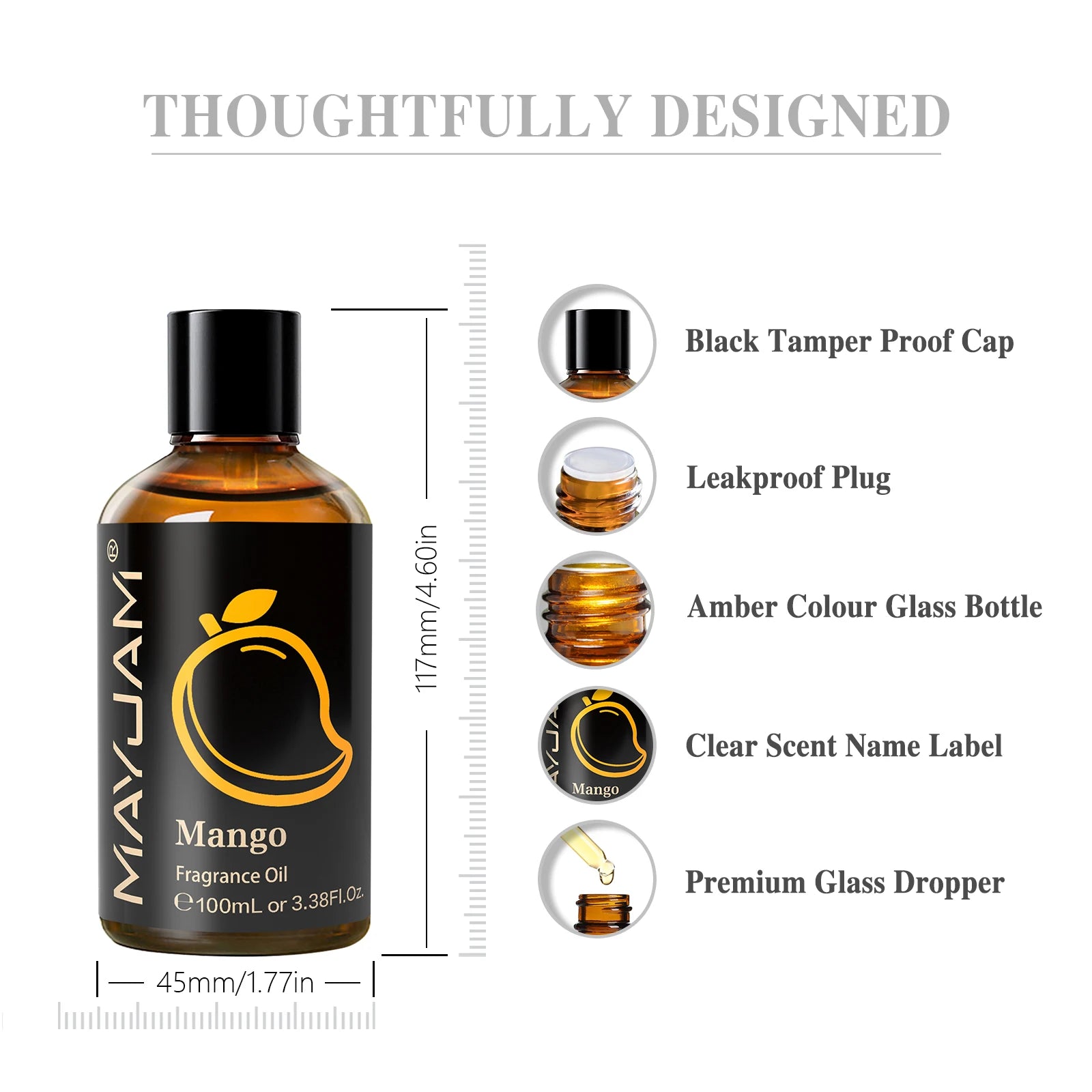 MAYJAM 100ML Fruit Fragrance Oil for Diffuser Candle Soap Making Coconut Strawberry Watermelon Blueberry Essential Oils