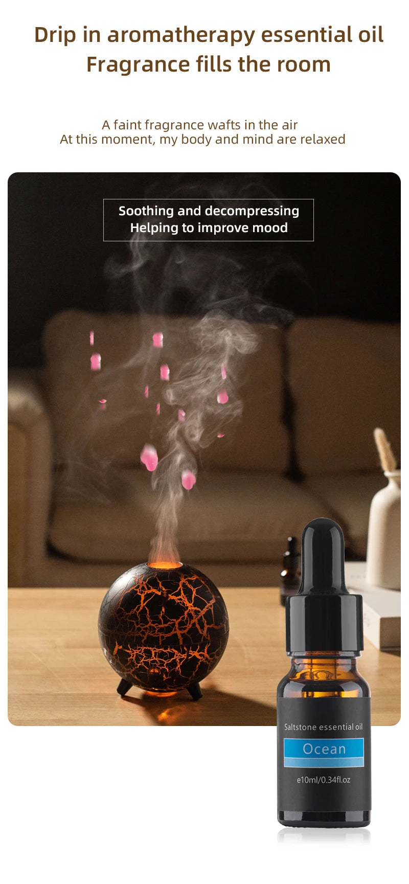 Flame Volcano Diffuser For Essential RGB Oils Table Lamp Night Lights Large Capacity Aromatherapy Air Humidifier Office Bedroom