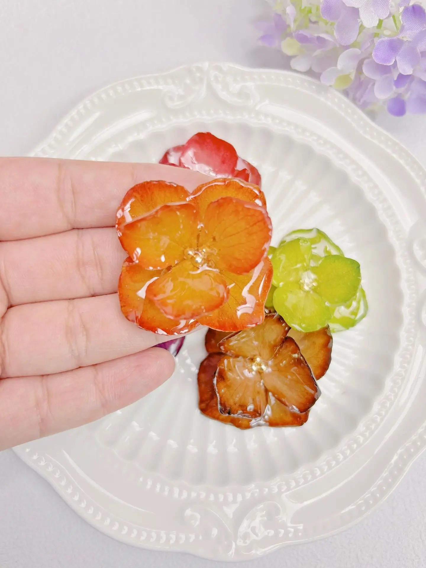 4PCS DIY Rubber Real Dried Hydrangea Flower Earrings Necklaces Bracelets Accessories Real Large-Leaf Hydrangea Fairy Accessories