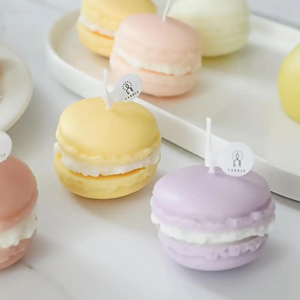 Decorative Scented Candle Nice-looking Bright Color Macaron Shape Aromatherapy Candles Shooting Props