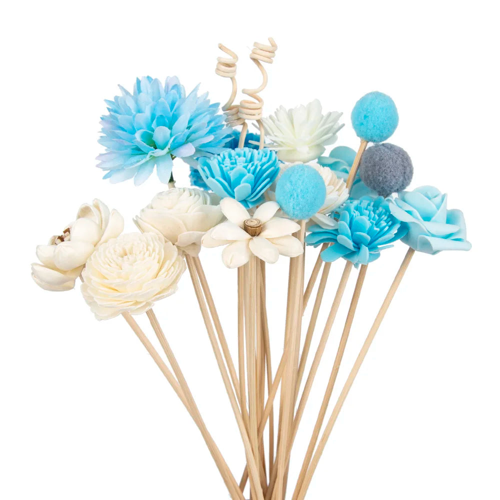 NEW 20PCS Blue Series Flower Rattan Sticks Fireless Fragrances Reed Diffuser Stick Diy Ornaments Home Decor