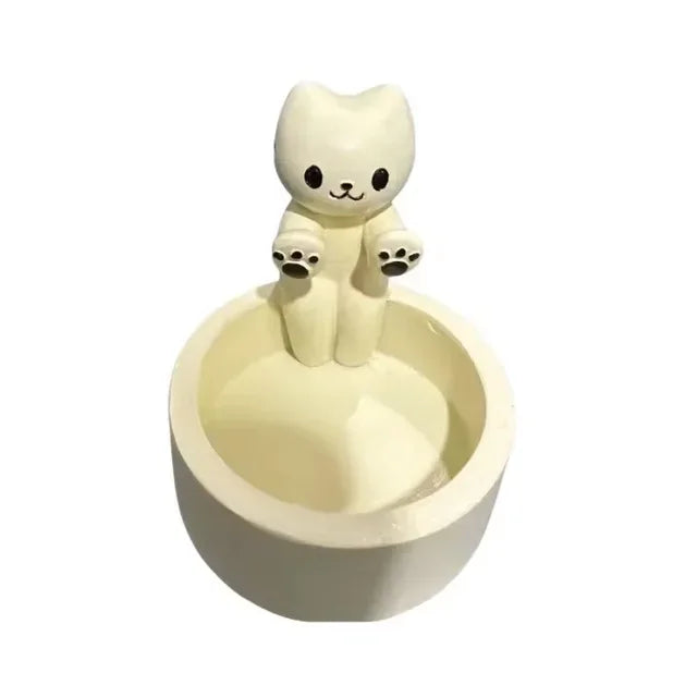 Cute Kitten Candle Holder Cat Candlestick Creative Aromatherapy Candle Holder Durable High Tempe Cartoon Candlestick Decoration
