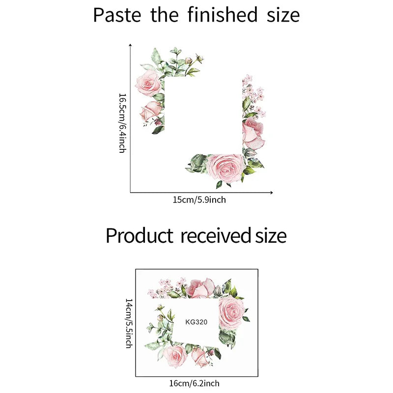 1PC Pink Rose Green Leaf Sticker Decorative Switch Beautification Wall Wall Sticker Self Adhesive Waterproof Sticker