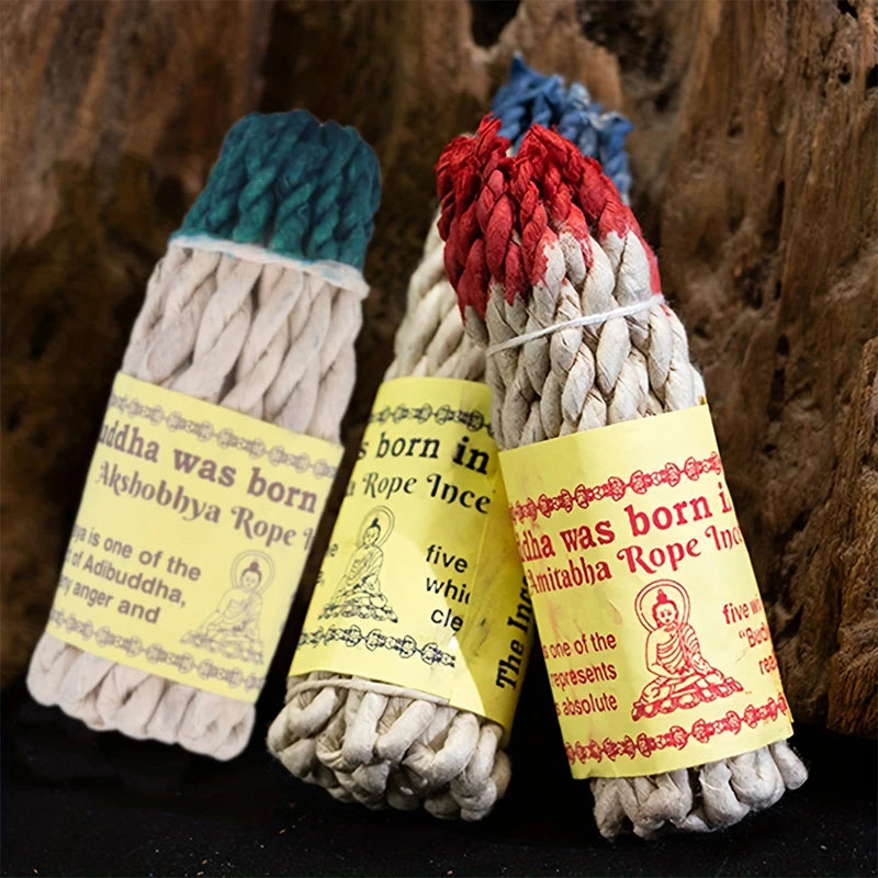 1 Bundle Handmade Traditional Nepal Rope Incense White Sage Cedar Aromatherapy Burning Rope Fragrance Yoga Meditation Sandalwood