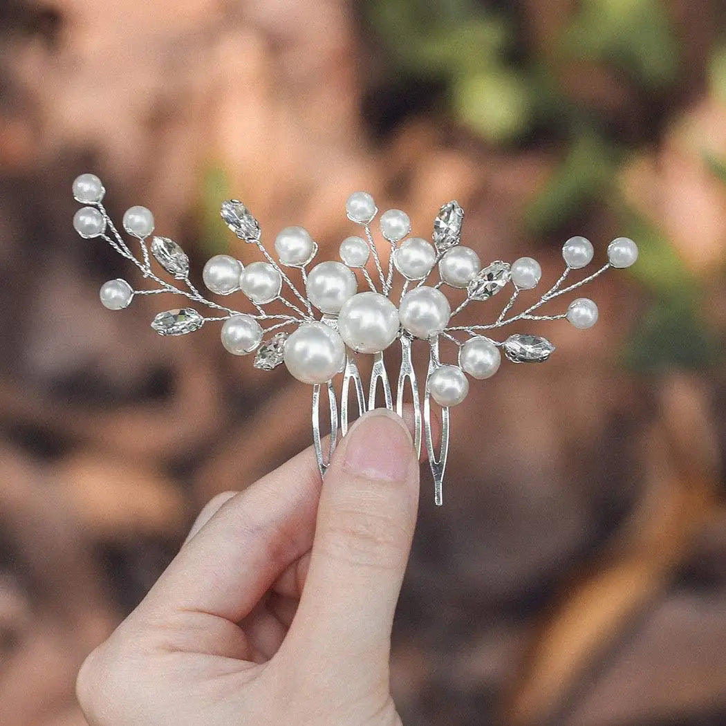 Handmade Pearls Hair Combs Crystal Rhinestone Hairbands Clips Wedding Hair Accessories For Women Bride Headbands