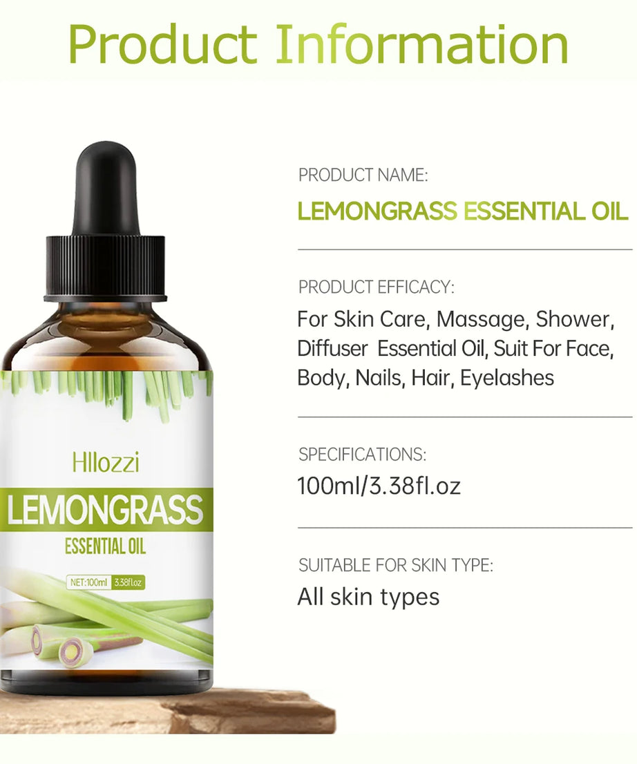 Lemongrass essential oil is suitable for various uses, fresh scent, humidifiers, candles, burners, aromatherapy