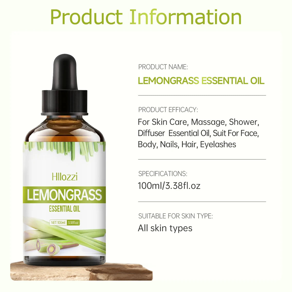 Lemongrass essential oil is suitable for various uses, fresh scent, humidifiers, candles, burners, aromatherapy