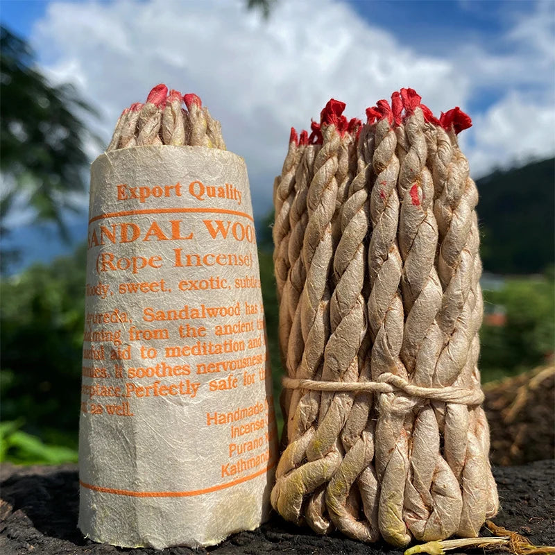 1 Bundle Handmade Traditional Nepal Rope Incense White Sage Cedar Aromatherapy Burning Rope Fragrance Yoga Meditation Sandalwood