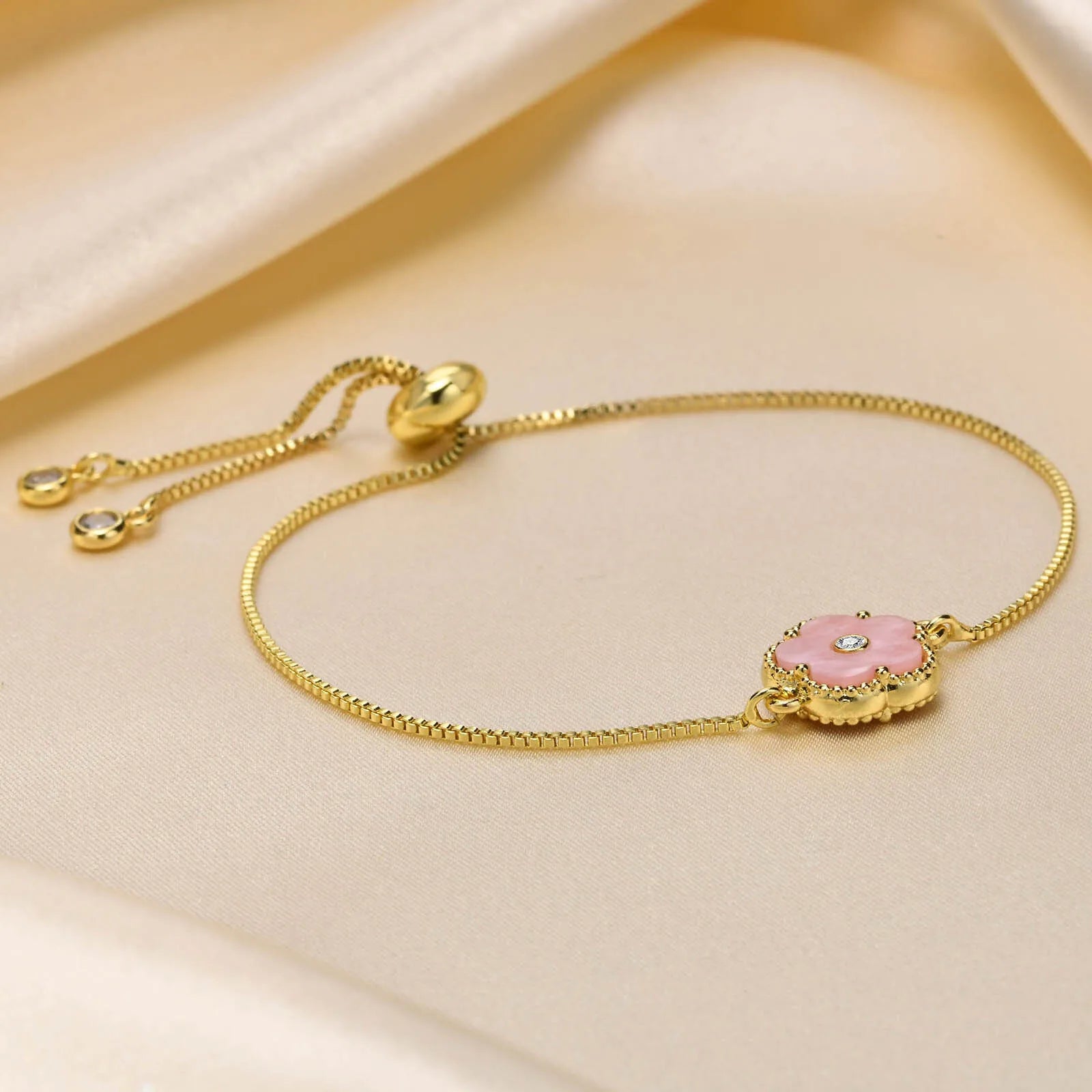 Luxury Five Leaf Flower Charm Bracelet For Women Wristband Stainless Steel Jewelry Bangle Party Girlfriend Valentine's Day Gift