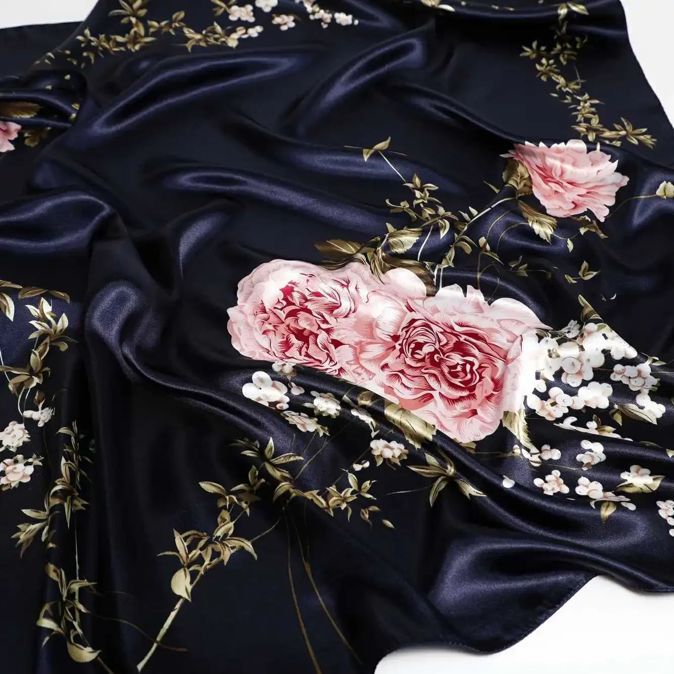 90*90cm Square Shawls and Wraps Floral Print Neck Scarf For Women Silk Satin Neck Scarfs For Ladies Bandana Head Scarves Female