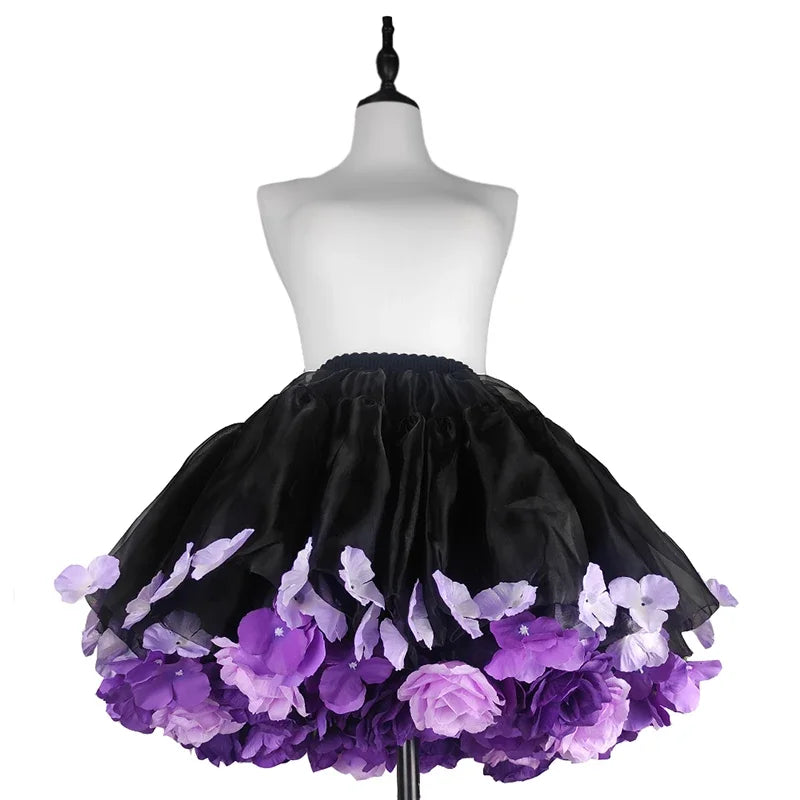 Handmade Colorful Flowers Petticoat Lolita Skirt Support Harvest Kawaii Short Dress Halloween Accessories Cute Girl Korea Japan