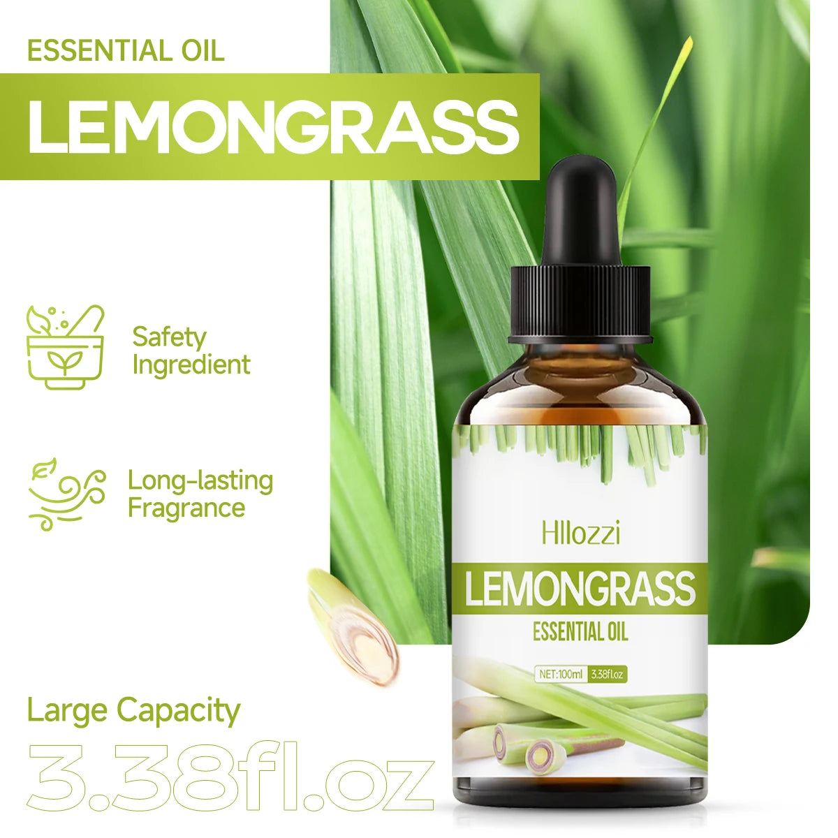 Lemongrass essential oil is suitable for various uses, fresh scent, humidifiers, candles, burners, aromatherapy