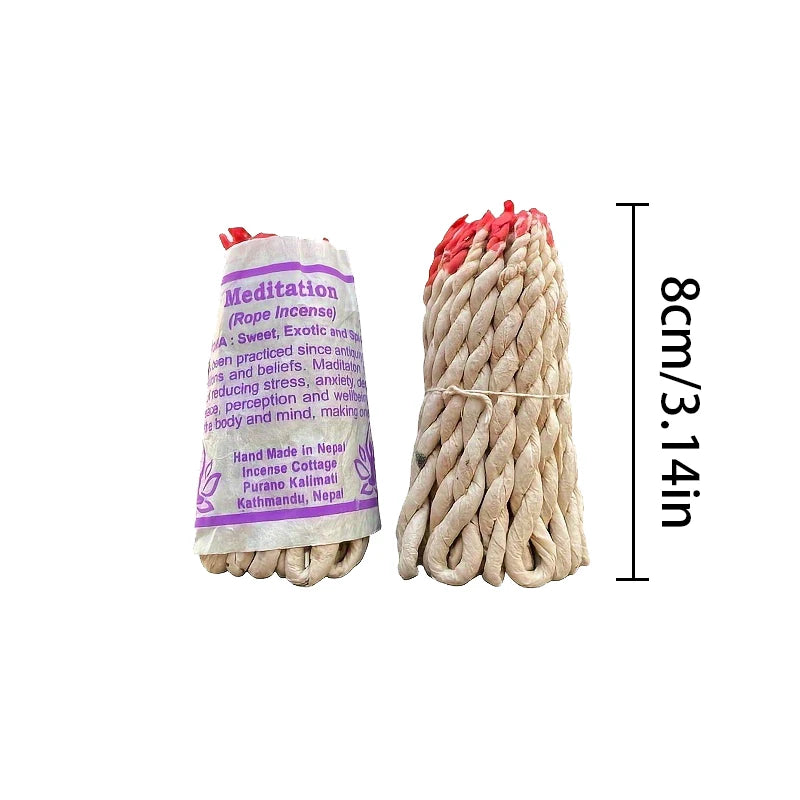 1 Bundle Handmade Traditional Nepal Rope Incense White Sage Cedar Aromatherapy Burning Rope Fragrance Yoga Meditation Sandalwood