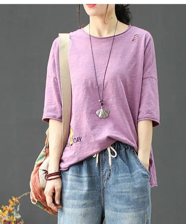 AmaxluluE Summer Fashion Ladies Elastic Elegant Jeans Womens Casual Floral Embroidery Denim Trousers Females Loose Harem Pants