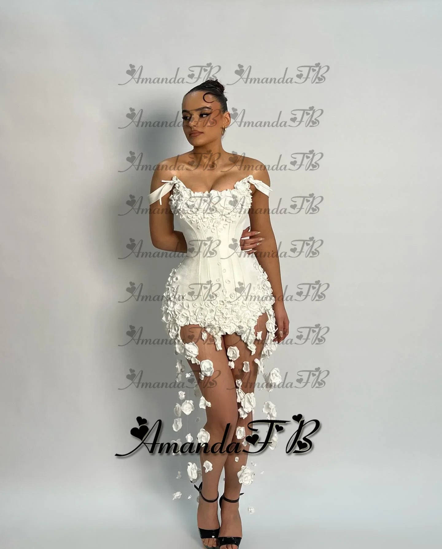Amanda Fashionable 3D Flowers Cocktail Homecoming Dress Scoop Neck Velvet Special Occasion Gown Robes De Soiree Customized