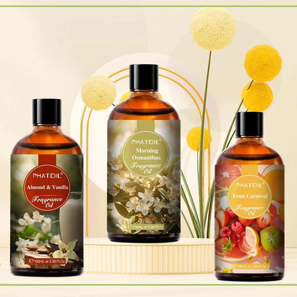 PHATOIL Almond & Vanilla Fragrance Oil For Diffuser Aromatherapy 100ml Fruit Carnival Premium Orchid Dreamscape Aroma Oils