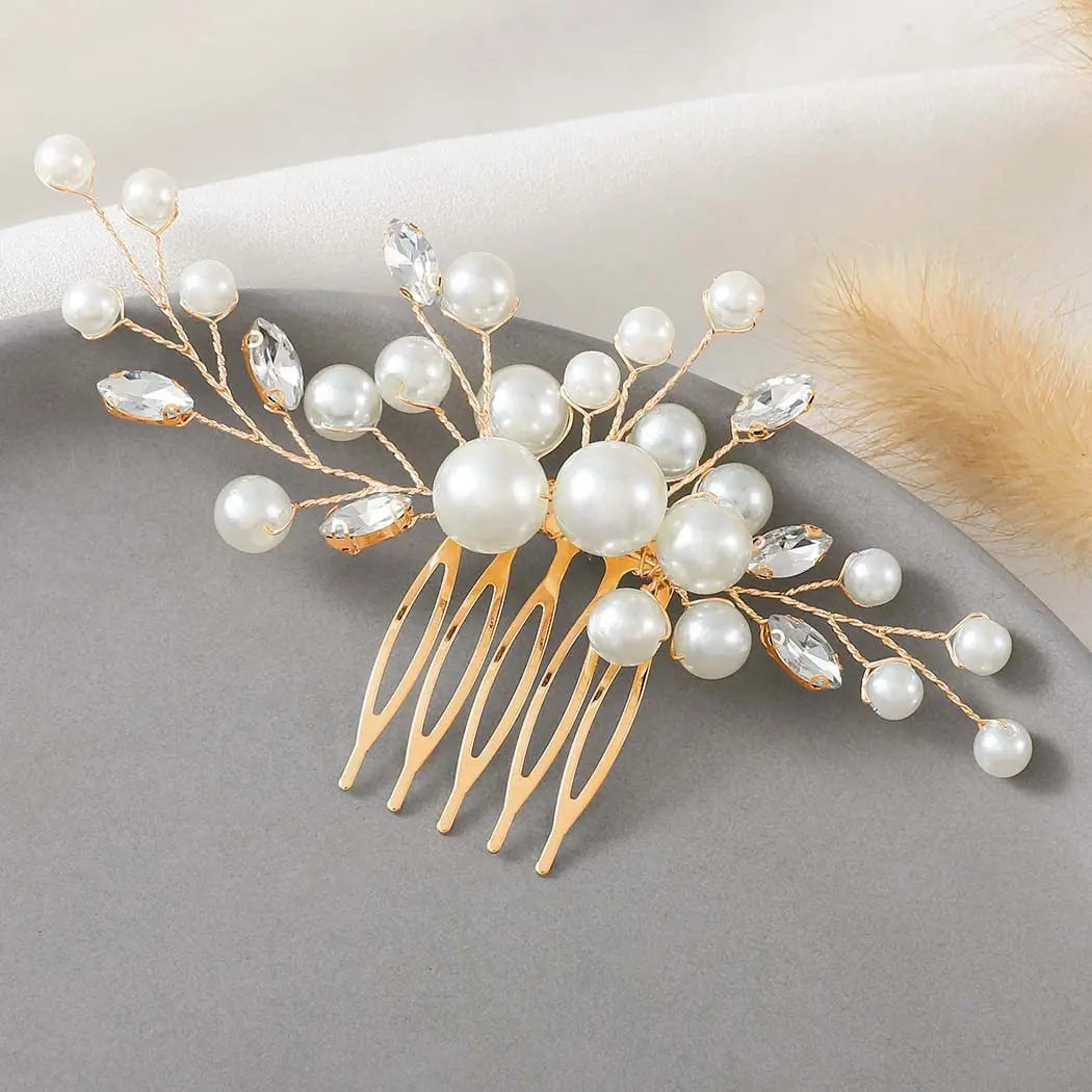 Handmade Pearls Hair Combs Crystal Rhinestone Hairbands Clips Wedding Hair Accessories For Women Bride Headbands