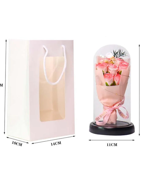 Everlasting Rose LED Glass Dome Bouquet Romantic Illuminated Ornament Perfect Valentine's Day Christmas Home Decor Romantic Gift