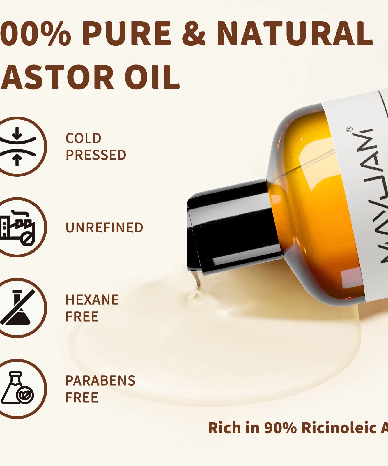 MAYJAM 473ml/16fl.oz Pure Natural Carrier Oil for Body Face Massage Castor Vegetable Glycerin Grapeseed Jojoba Coconut Oil