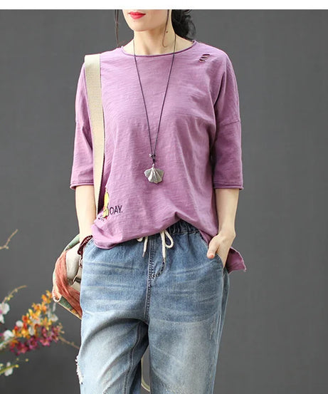 AmaxluluE Summer Fashion Ladies Elastic Elegant Jeans Womens Casual Floral Embroidery Denim Trousers Females Loose Harem Pants