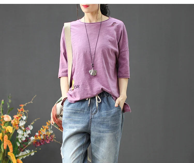 AmaxluluE Summer Fashion Ladies Elastic Elegant Jeans Womens Casual Floral Embroidery Denim Trousers Females Loose Harem Pants