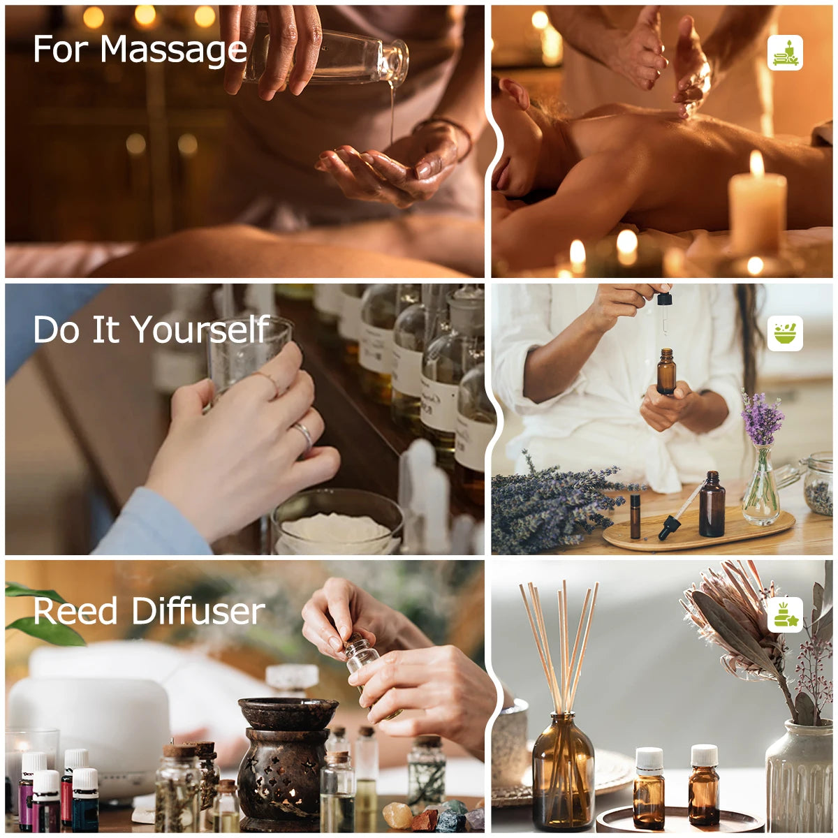 Lemongrass essential oil is suitable for various uses, fresh scent, humidifiers, candles, burners, aromatherapy