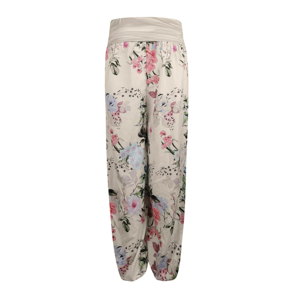 European and American women's clothing long style harem pants digital print long style wide leg pants casual pants plus size