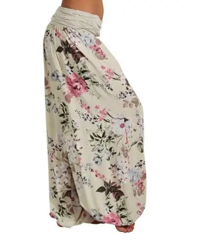 European and American women's clothing long style harem pants digital print long style wide leg pants casual pants plus size