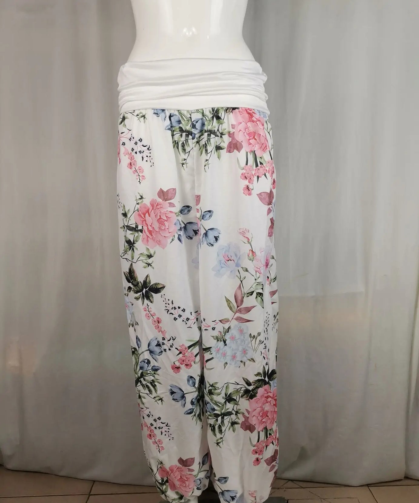 European and American women's clothing long style harem pants digital print long style wide leg pants casual pants plus size